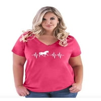 Ženska majica plus veličine V-izrez - Konji za jahanje konja