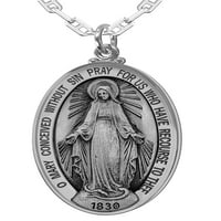 Dame XL Sterling srebrna velika čudesna Djevična marija antikviteta ogrlica