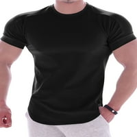 HAITE MEN THIRTS Solid Boja mišićna majica kratki rukav ljetni vrhovi dnevno trošenje pulover Sportske posade izrez majica crna 2xl