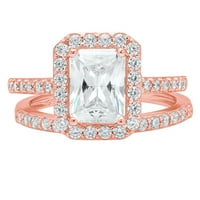 2. CT smaragdni rez originalni kultivirani dijamant VS1-VS I-J 14K Rose Gold Halo Angagement Wedding
