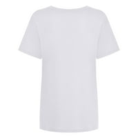 Ženske bluze Ženska labava bluza okrugla vrata kratkih rukava Halloween Print majica TOP White XL