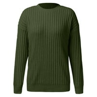 Ženski džemper Ženska modna posada Crew Solid Boja dugih rukava Pleteni džemper šuplji gornji džemper