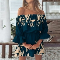 Ljetne haljine za ženske plaže od ramena Tunika Ležerne prilike sa labavim fit zvonilom mini cvjetnom