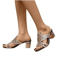 Leesechin ženske udobne cipele metalne sandale ravne dnak perlice modne papuče