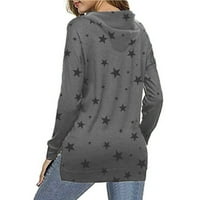 Žene Stilska s kapuljača zvjezdica za patchwork dugih rukava vrhova bluza Duks tamno siva
