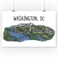 Washington, DC, Cityscape, crtanje linije