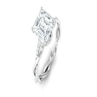 Asscher Cut Moissnite Prsten za pasijante, pleteni zaručni prsten za žene, srebrna srebra, SAD 11.00